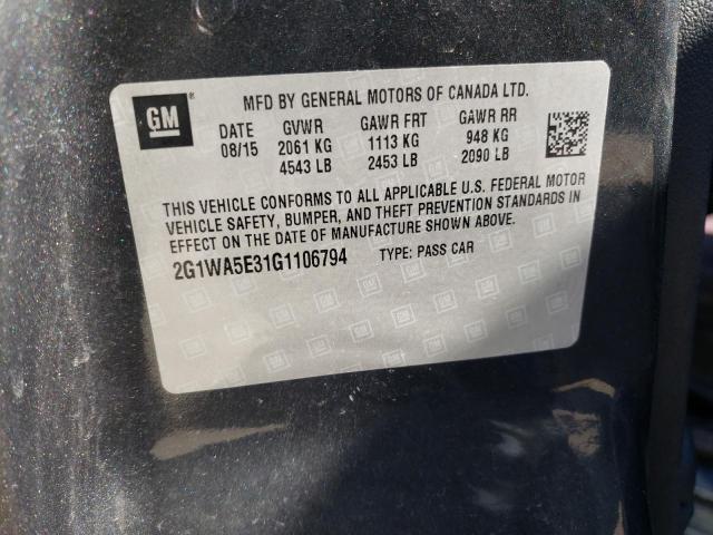 2G1WA5E31G1106794 - 2016 CHEVROLET IMPALA LIM LS GRAY photo 12