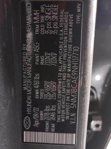 5NMJBCAE9NH117710 - 2022 HYUNDAI TUCSON SEL GRAY photo 12