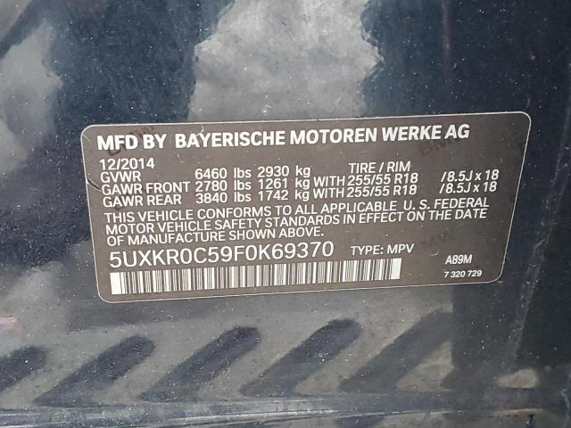 5UXKR0C59F0K69370 - 2015 BMW X5 XDRIVE35I BLUE photo 13