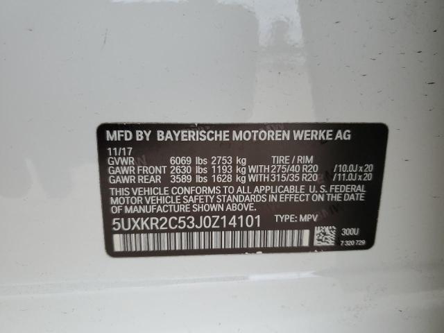 5UXKR2C53J0Z14101 - 2018 BMW X5 SDRIVE35I WHITE photo 13