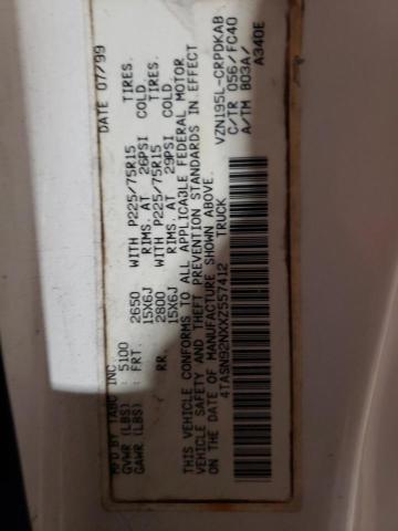 4TASN92NXXZ557412 - 1999 TOYOTA TACOMA XTRACAB PRERUNNER 白色 照片 12