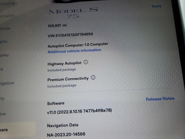 5YJSA1E12GF154654 - 2016 TESLA MODEL S 灰色 照片 9