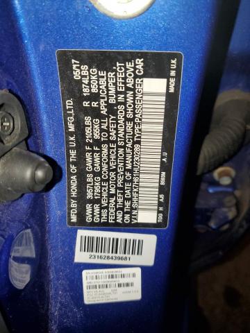 SHHFK7H61HU230289 - 2017 HONDA CIVIC EX BLUE photo 12