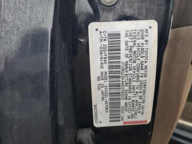 JT2BG22K4W0226820 - 1998 TOYOTA CAMRY CE BLACK photo 12