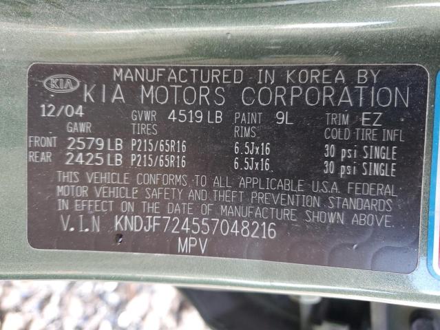 KNDJF724557048216 - 2005 KIA NEW SPORTA GREEN photo 12