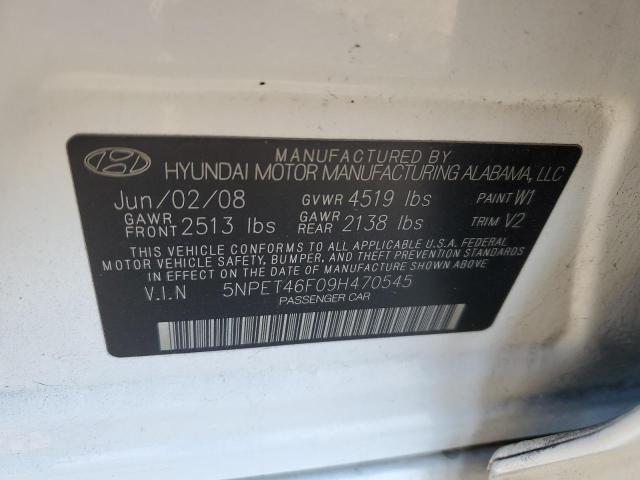 5NPET46F09H470545 - 2009 HYUNDAI SONATA GLS WHITE photo 13