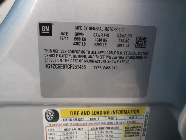 1G1ZC5E07CF251435 - 2012 CHEVROLET MALIBU 1LT SILVER photo 12