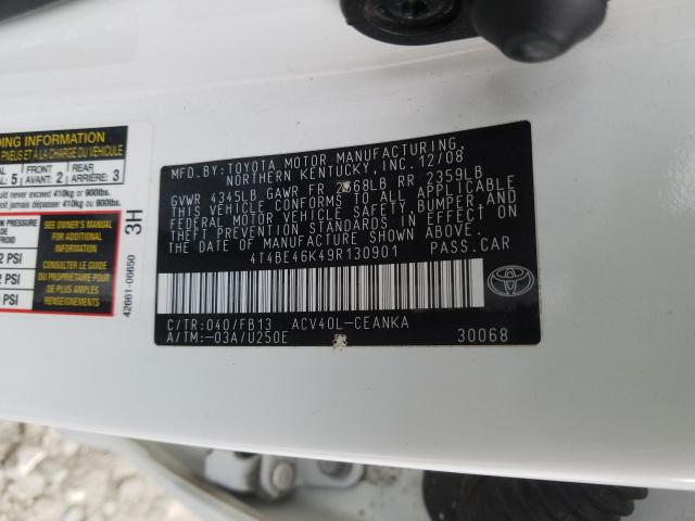 4T4BE46K49R130901 - 2009 TOYOTA CAMRY BASE  photo 10