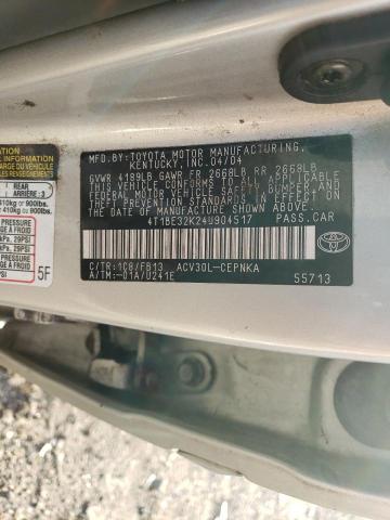 4T1BE32K24U904517 - 2004 TOYOTA CAMRY LE TAN photo 12