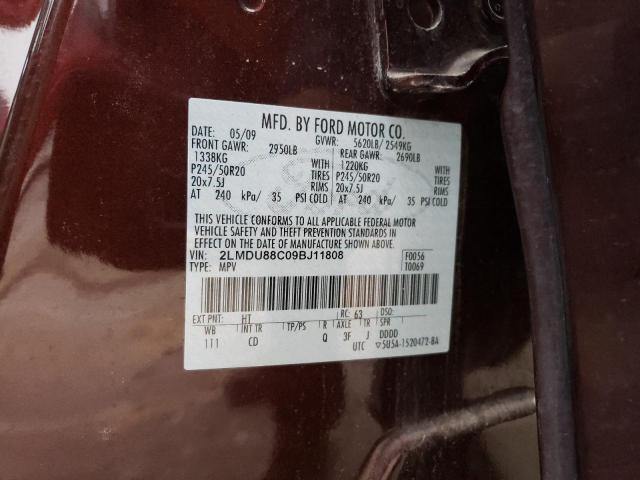 2LMDU88C09BJ11808 - 2009 LINCOLN MKX BURGUNDY photo 12