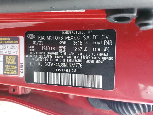 3KPA24AD9ME375776 - 2021 KIA RIO LX RED photo 13