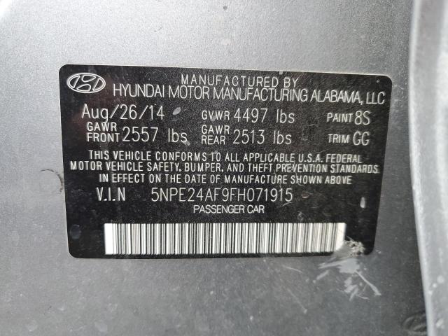 5NPE24AF9FH071915 - 2015 HYUNDAI SONATA SE SILVER photo 12