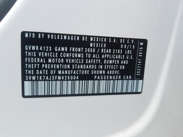 3VW1K7AJ3FM425004 - 2015 VOLKSWAGEN JETTA BASE  照片 10