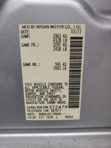 1N4BL4DV5PN372479 - 2023 NISSAN ALTIMA SV SILVER photo 12