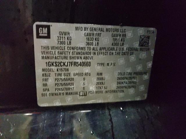 1GKS2CKJ7FR540660 - 2015 GMC YUKON DENALI BLACK photo 14