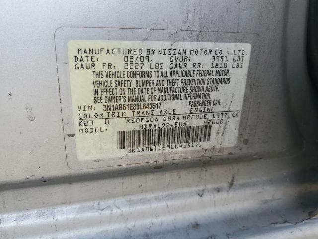 3N1AB61E89L643517 - 2009 NISSAN SENTRA 2.0 SILVER photo 13