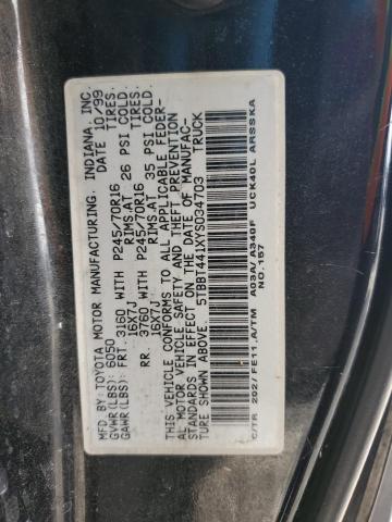 5TBBT441XYS034703 - 2000 TOYOTA TUNDRA ACCESS CAB შავი ფოტო 12