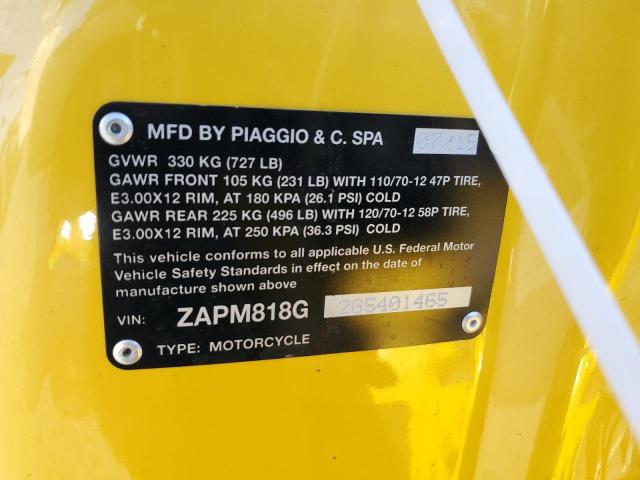 ZAPM818G2G5401465 - 2016 VESPA SPRINT 150 3V YELLOW photo 10