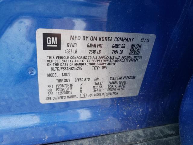 KL7CJPSB1FB256286 - 2015 CHEVROLET TRAX 1LS BLUE photo 13