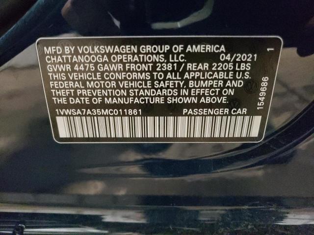 1VWSA7A35MC011861 - 2021 VOLKSWAGEN PASSAT SE BLUE photo 12