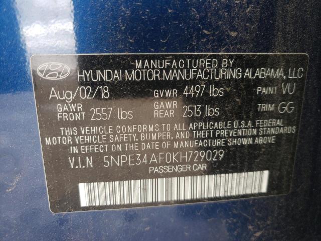 5NPE34AF0KH729029 - 2019 HYUNDAI SONATA LIMITED BLUE photo 12