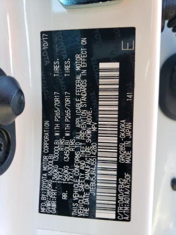 JTEBU5JR4J5514280 - 2018 TOYOTA 4RUNNER SR5/SR5 PREMIUM თეთრი ფოტო 12