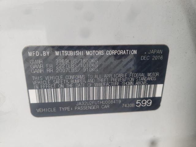 JA32U2FU1HU008419 - 2017 MITSUBISHI LANCER ES WHITE photo 12