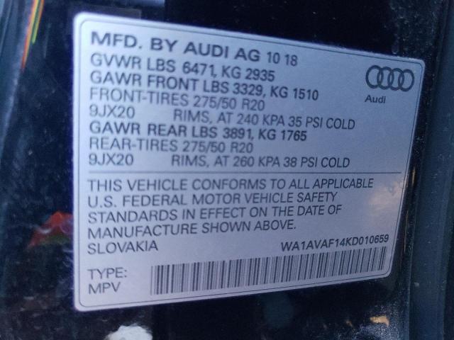 WA1AVAF14KD010659 - 2019 AUDI Q8 PREMIUM BLACK photo 13