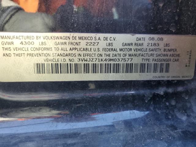 3VWJZ71K49M037577 - 2009 VOLKSWAGEN JETTA S BLACK photo 12