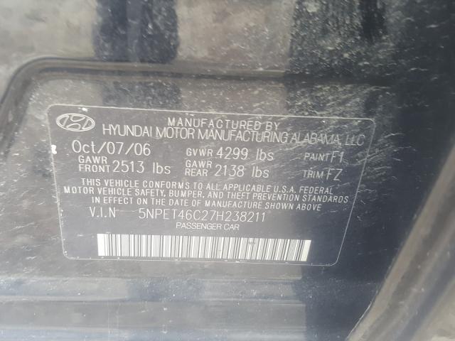 5NPET46C27H238211 - 2007 HYUNDAI SONATA GLS  photo 10