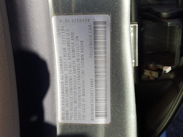 WVWWH63B22E214562 - 2002 VOLKSWAGEN PASSAT GLX  foto 10