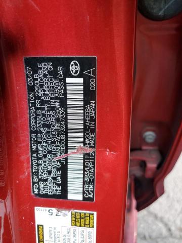 JTDKB20U873247339 - 2007 TOYOTA PRIUS RED photo 12