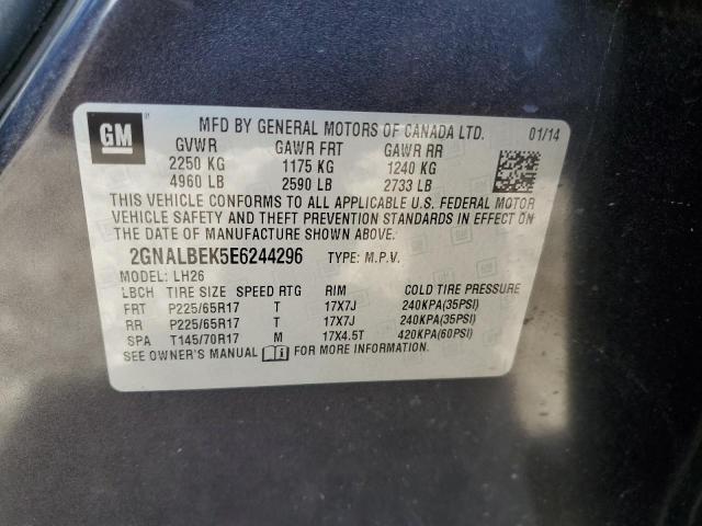 2GNALBEK5E6244296 - 2014 CHEVROLET EQUINOX LT SILVER photo 13