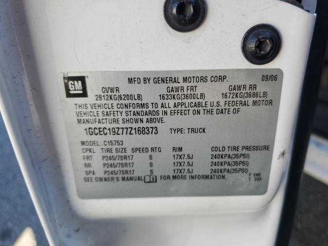 1GCEC19Z77Z168373 - 2007 CHEVROLET SILVERADO C1500 CLASSIC WHITE photo 12