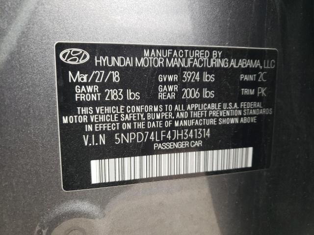 5NPD74LF4JH341314 - 2018 HYUNDAI ELANTRA SE GRAY photo 13