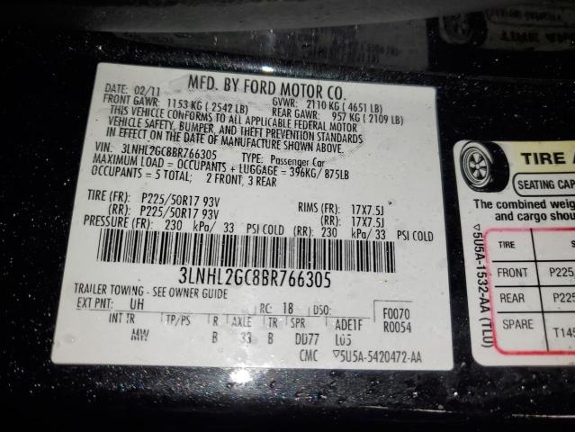 3LNHL2GC8BR766305 - 2011 LINCOLN MKZ BLACK photo 12