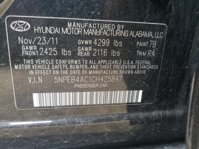 5NPEB4AC1CH425847 - 2012 HYUNDAI SONATA GLS  photo 10