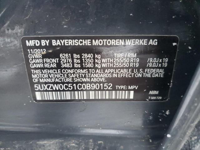 5UXZW0C51C0B90152 - 2012 BMW X5 XDRIVE35D GRAY photo 13