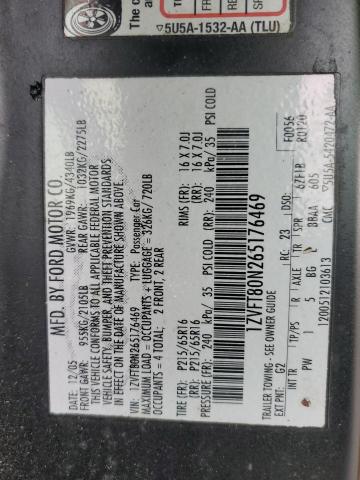1ZVFT80N265176469 - 2006 FORD MUSTANG BLACK photo 12