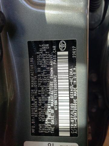 4T1BK1EB7EU093842 - 2014 TOYOTA AVALON BASE 银色 照片 12