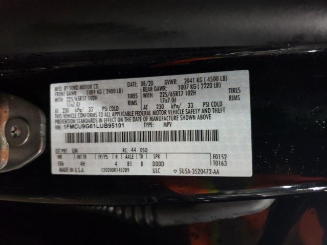 1FMCU9G61LUB95101 - 2020 FORD ESCAPE SE BLACK photo 12