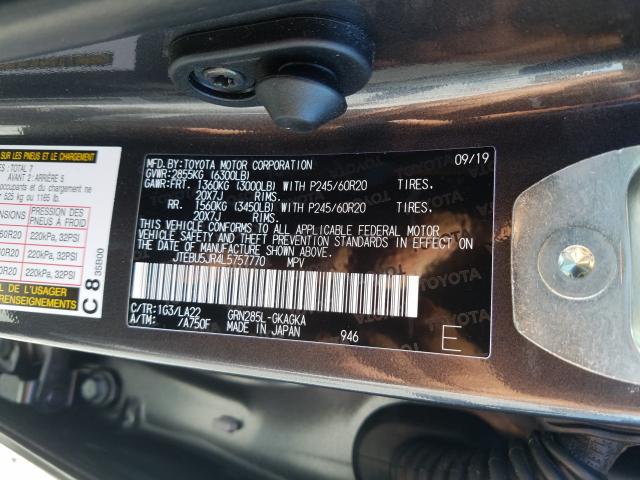 JTEBU5JR4L5757770 - 2020 TOYOTA 4RUNNER SR5/SR5 PREMIUM  照片 10