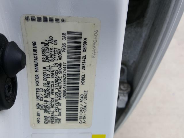 1NXBU4EE6AZ374417 - 2010 TOYOTA COROLLA BASE  照片 10