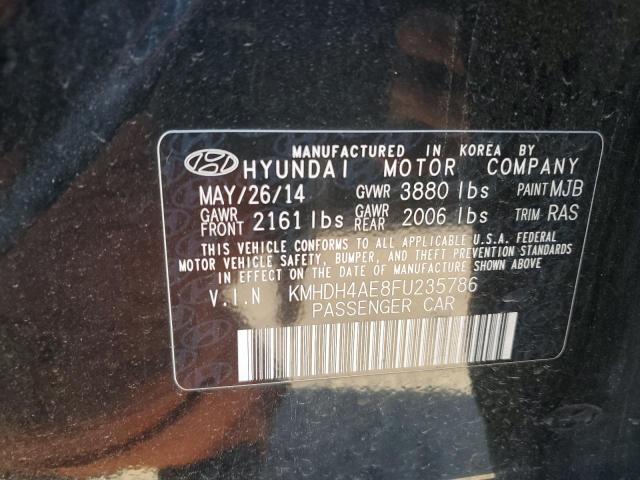 KMHDH4AE8FU235786 - 2015 HYUNDAI ELANTRA SE BLACK photo 12