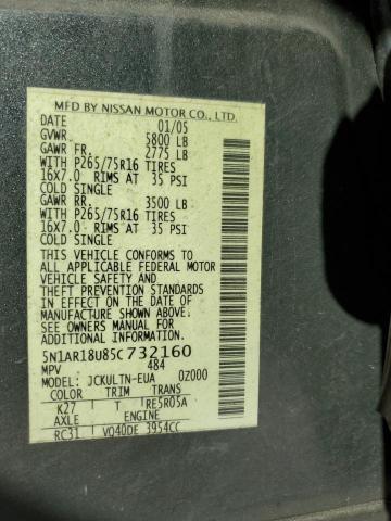 5N1AR18U85C732160 - 2005 NISSAN PATHFINDER LE ნაცრისფერი ფოტო 13