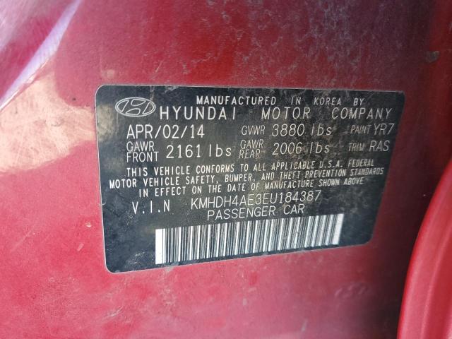 KMHDH4AE3EU184387 - 2014 HYUNDAI ELANTRA SE RED photo 12