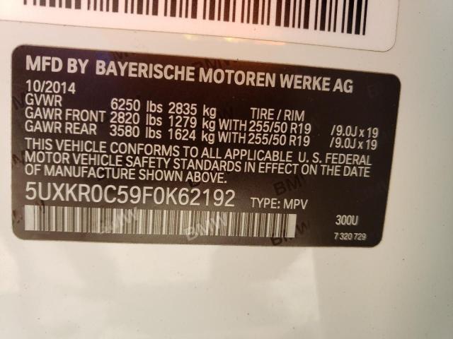 5UXKR0C59F0K62192 - 2015 BMW X5 XDRIVE35I WHITE photo 14