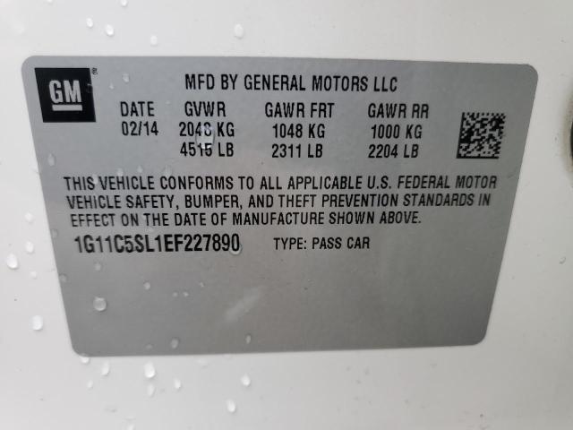 1G11C5SL1EF227890 - 2014 CHEVROLET MALIBU 1LT WHITE photo 13