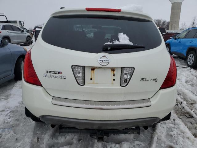 JN8AZ08W27W605684 - 2007 NISSAN MURANO SL WHITE photo 6