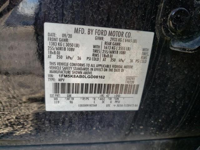 1FM5K8AB0LGD08162 - 2020 FORD EXPLORER POLICE INTERCEPTOR 黑色 照片 13